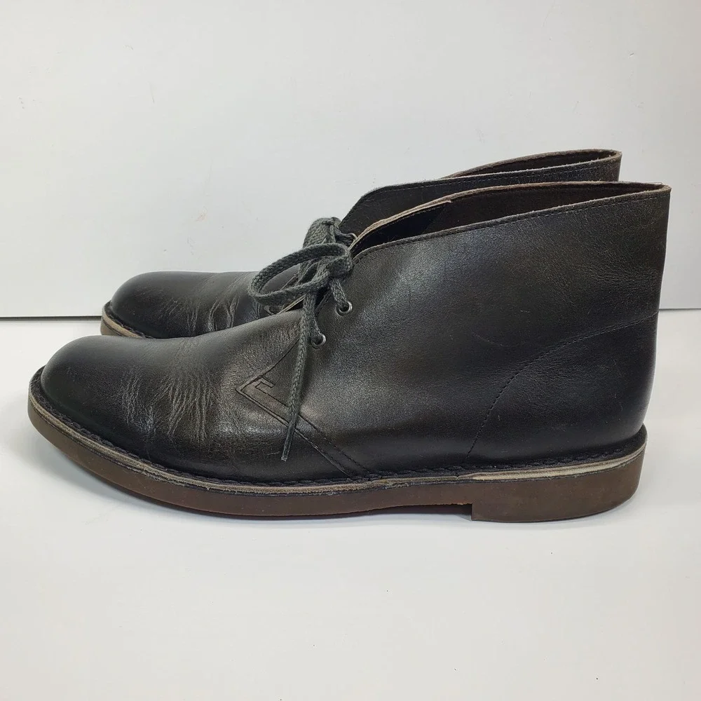 Clarks Men's Chukka Boots Size 12M Bushacre 2 Black Leather Ankle Lace Up 15522